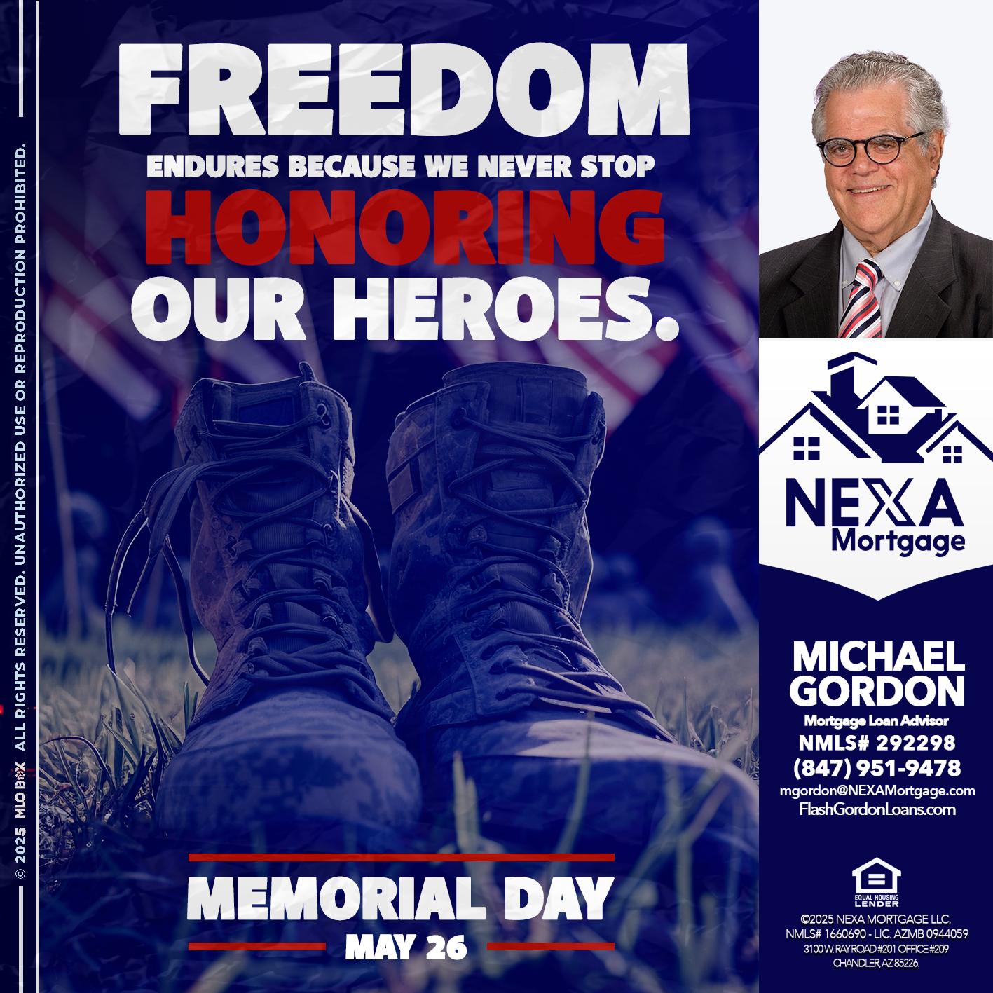 Memorial Day - Michael Gordon -Mortgage Loan Advisor
