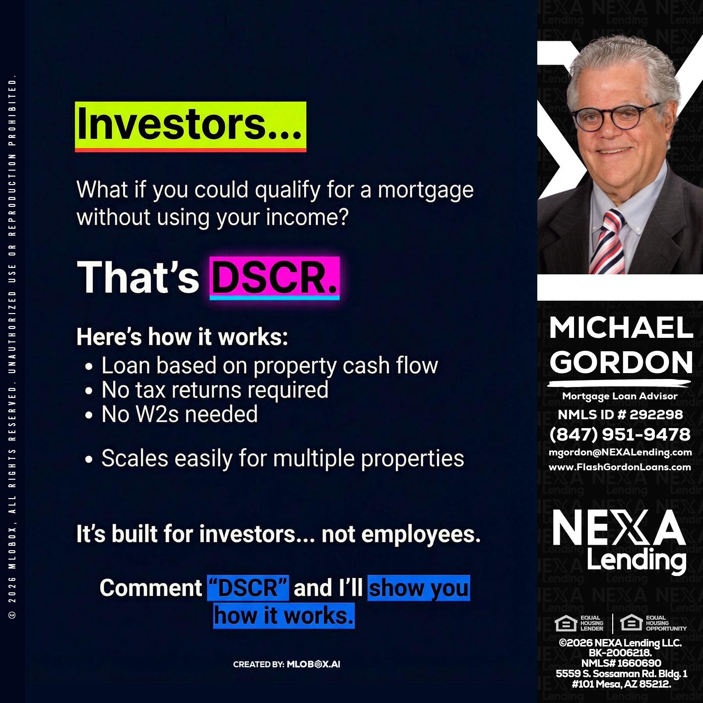 INVESTORS - Michael Gordon -Mortgage Loan Advisor