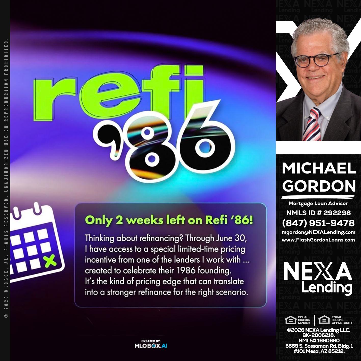 REFI 86 - Michael Gordon -Mortgage Loan Advisor