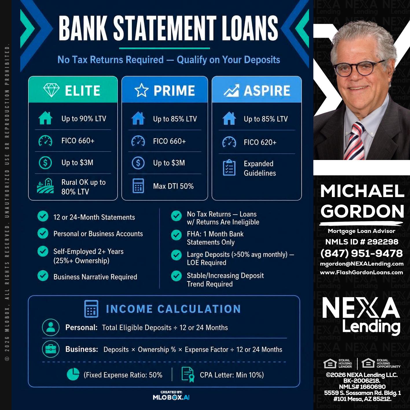 BANK STATEMENT - Michael Gordon -Mortgage Loan Advisor
